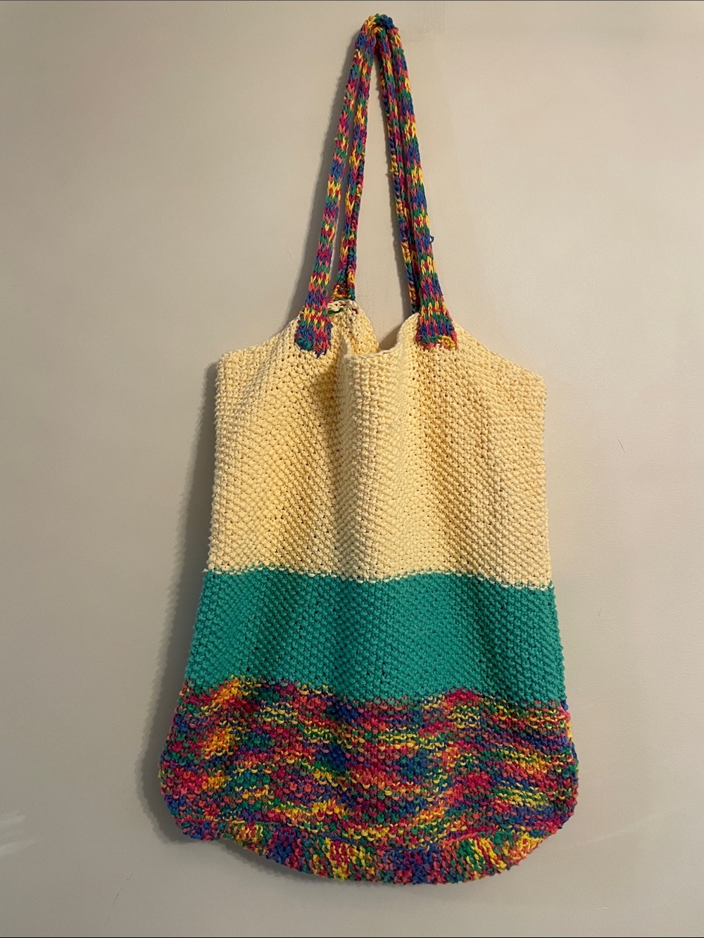 Handwoven Multicolor & Cream Tote boho style Bag - Picture 2 of 8